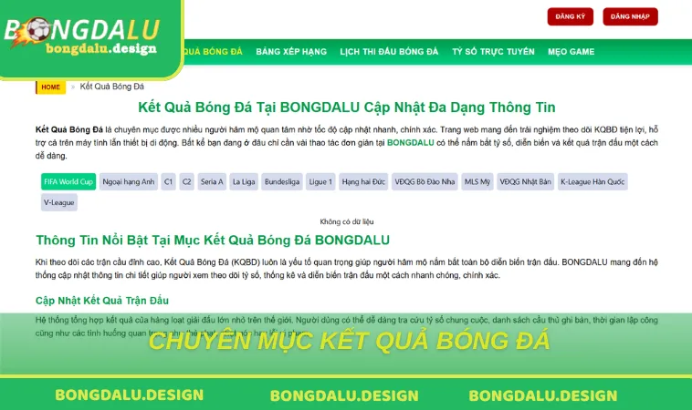 Chuyên mục Kết Quả Bóng Đá